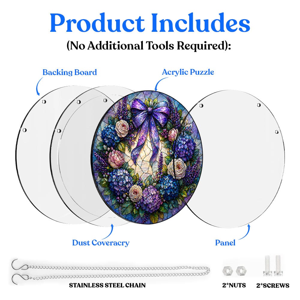 Acrylic Jigsaw Puzzle Suncatcher - Violet Wreath